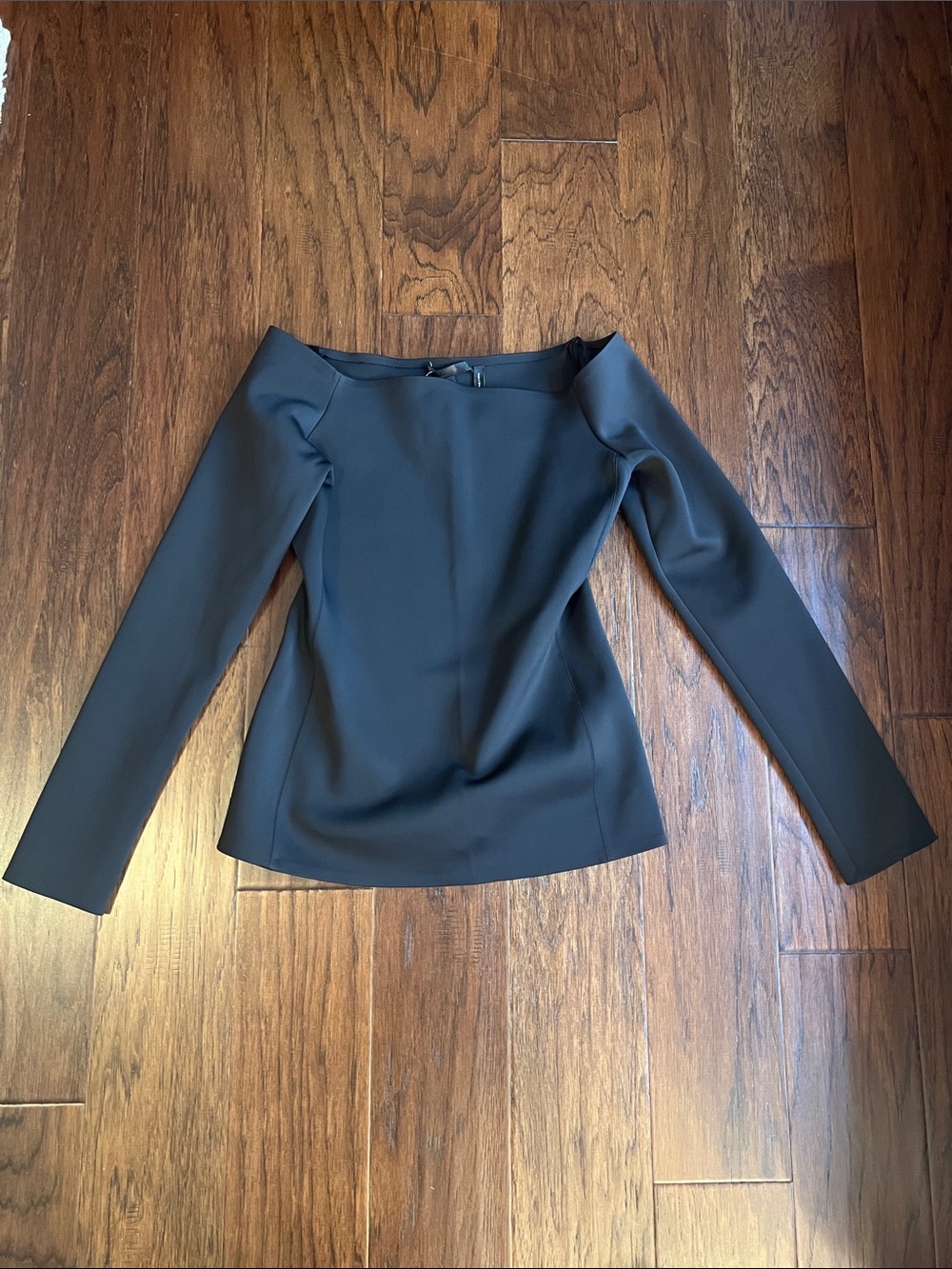 Theory Black Off-Shoulder Long Sleeve Top